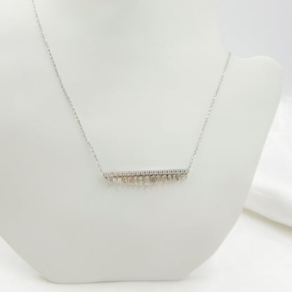 NT403318. 14k Solid Gold Diamond Baguette Necklace