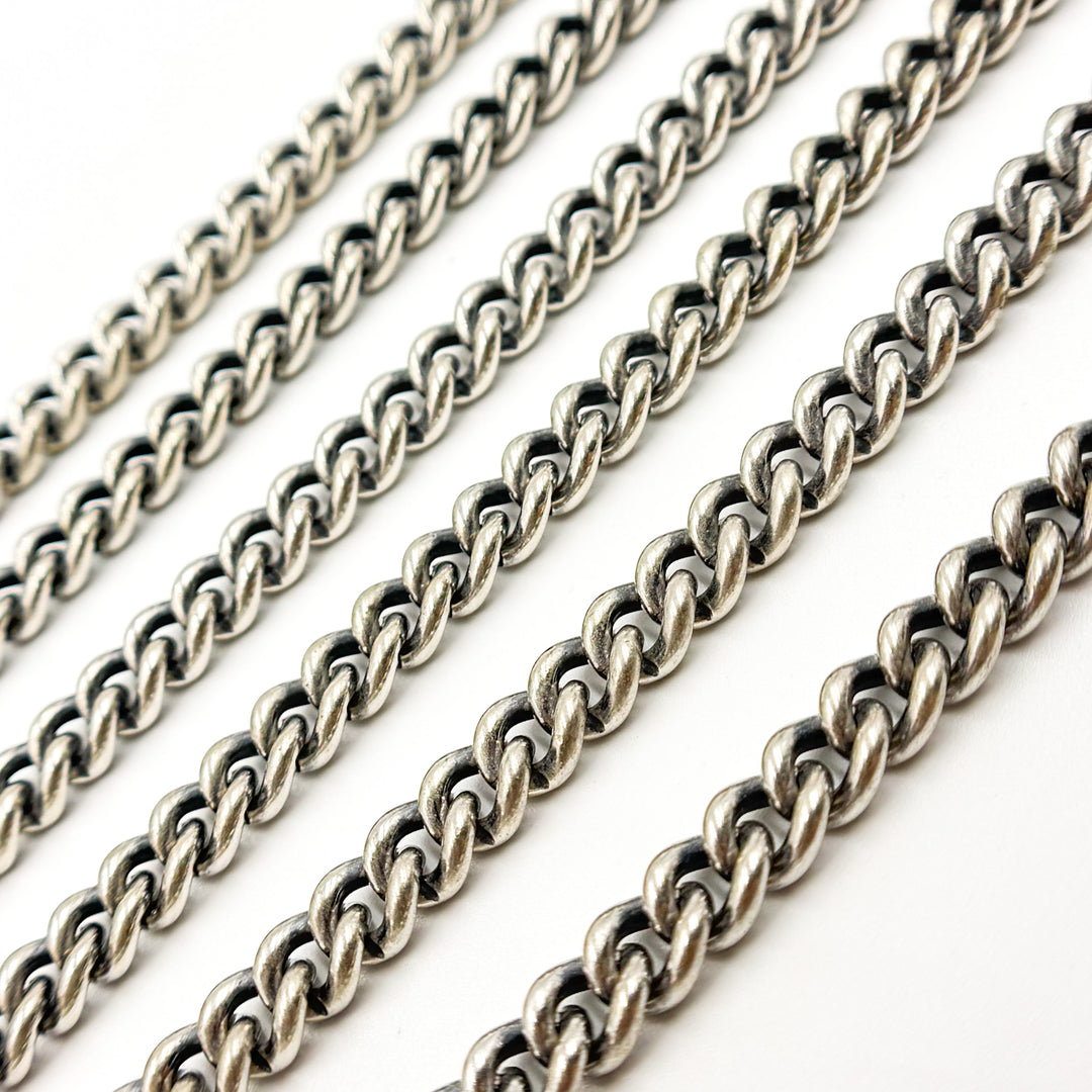 7005COX. Oxidized Silver Heavy Curb Chain