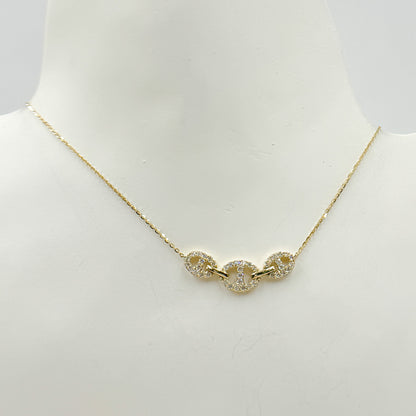 NT404257. 14K Solid Gold Link Diamond Necklace