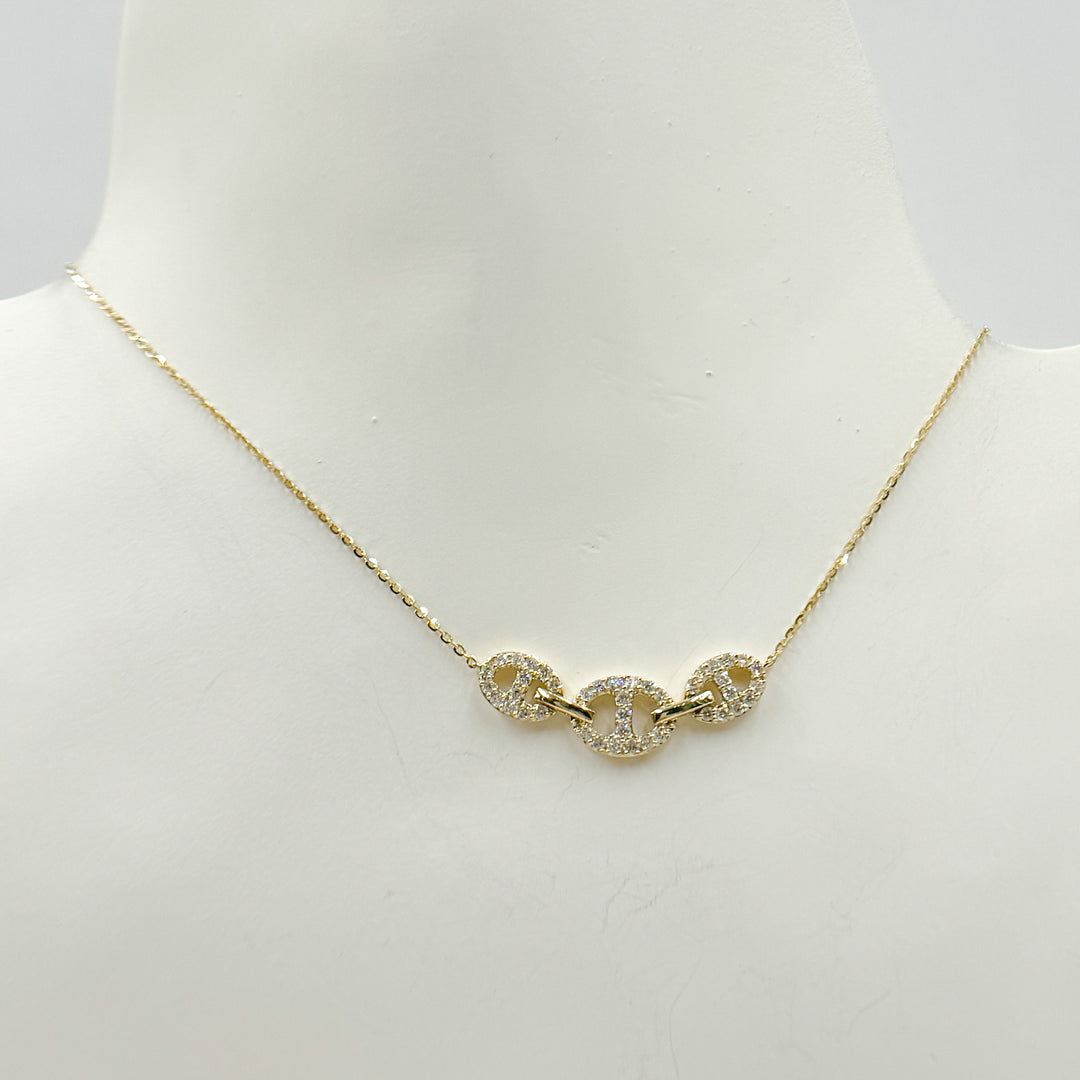 14K Solid Gold Link Diamond Necklace. NT404257