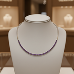 Load image into Gallery viewer, CN97277PS5X3. 14K Solid Gold Pink Sapphire Gemstone Necklace