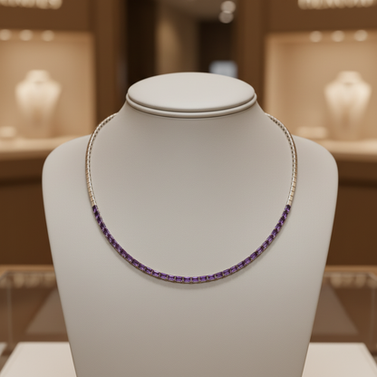 CN97277-5X3. 14K Solid Gold Gemstone Necklace