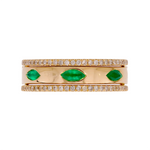 Load image into Gallery viewer, RFE18605EM. 14K Solid Gold Diamond and Emerald Brand Ring
