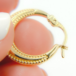 Load image into Gallery viewer, GER149. 14K Solid Gold Textured Hoop
