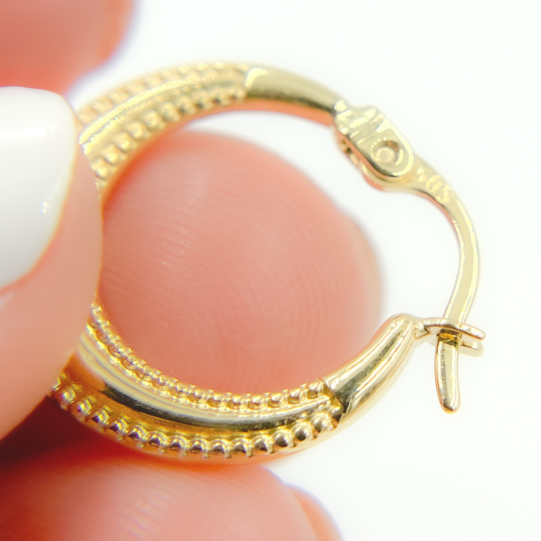 GER149. 14K Solid Gold Textured Hoop