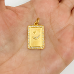 Load image into Gallery viewer, 14K Solid Gold Diamond Rectangle Moon and Star Charm. GDP116
