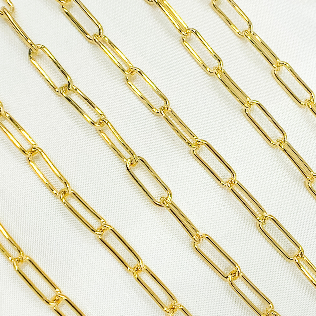 Gold Plated 925 Sterling Silver Smooth Paperclip Chain. V6GP