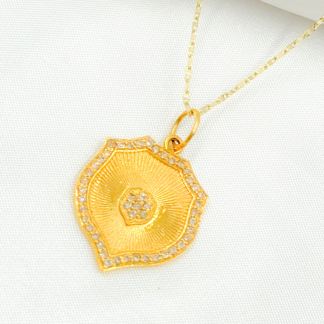 14k Solid Gold Diamond Shield Charm. GDP83A