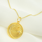 Load image into Gallery viewer, 14K Solid Gold with Diamonds Circle Shape Charm with Moon and Star in the Center. GDP241
