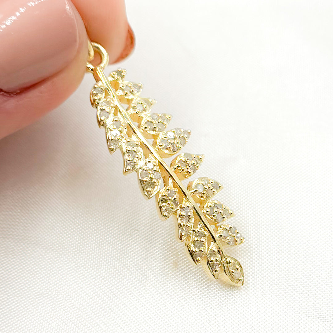 DP512. Diamond Sterling Silver Leaf Pendant