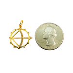 Load image into Gallery viewer, 14K Gold with Diamonds Circle Arrow and Bow Shape Charm. GDP90
