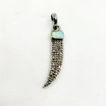 Load image into Gallery viewer, DP249. Diamond Silver Horn Pendant with Gemstone
