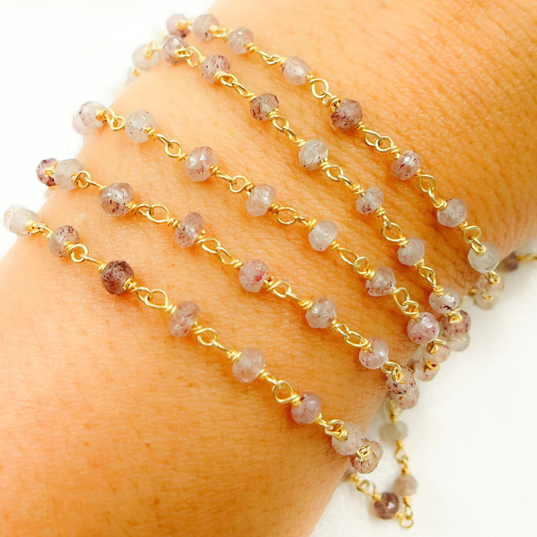Strawberry Quartz Gold Plated Chain