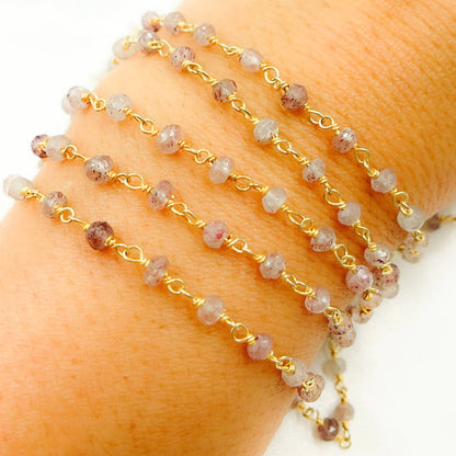Strawberry Quartz Gold Plated Chain