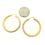 Load image into Gallery viewer, GER52. 14K Solid Gold Earrings with Texture Circle Shape Hoop
