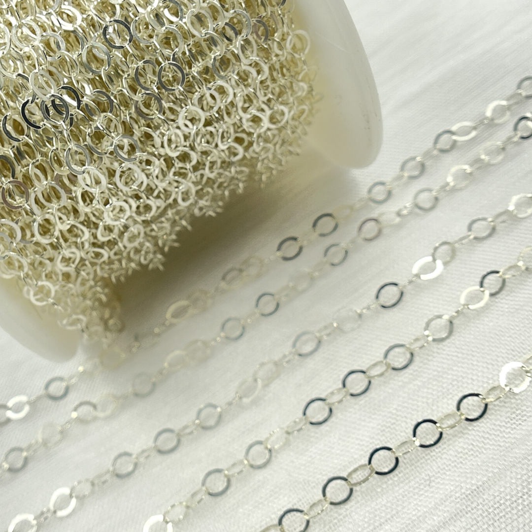 925 Sterling Silver Flat Oval Link Chains