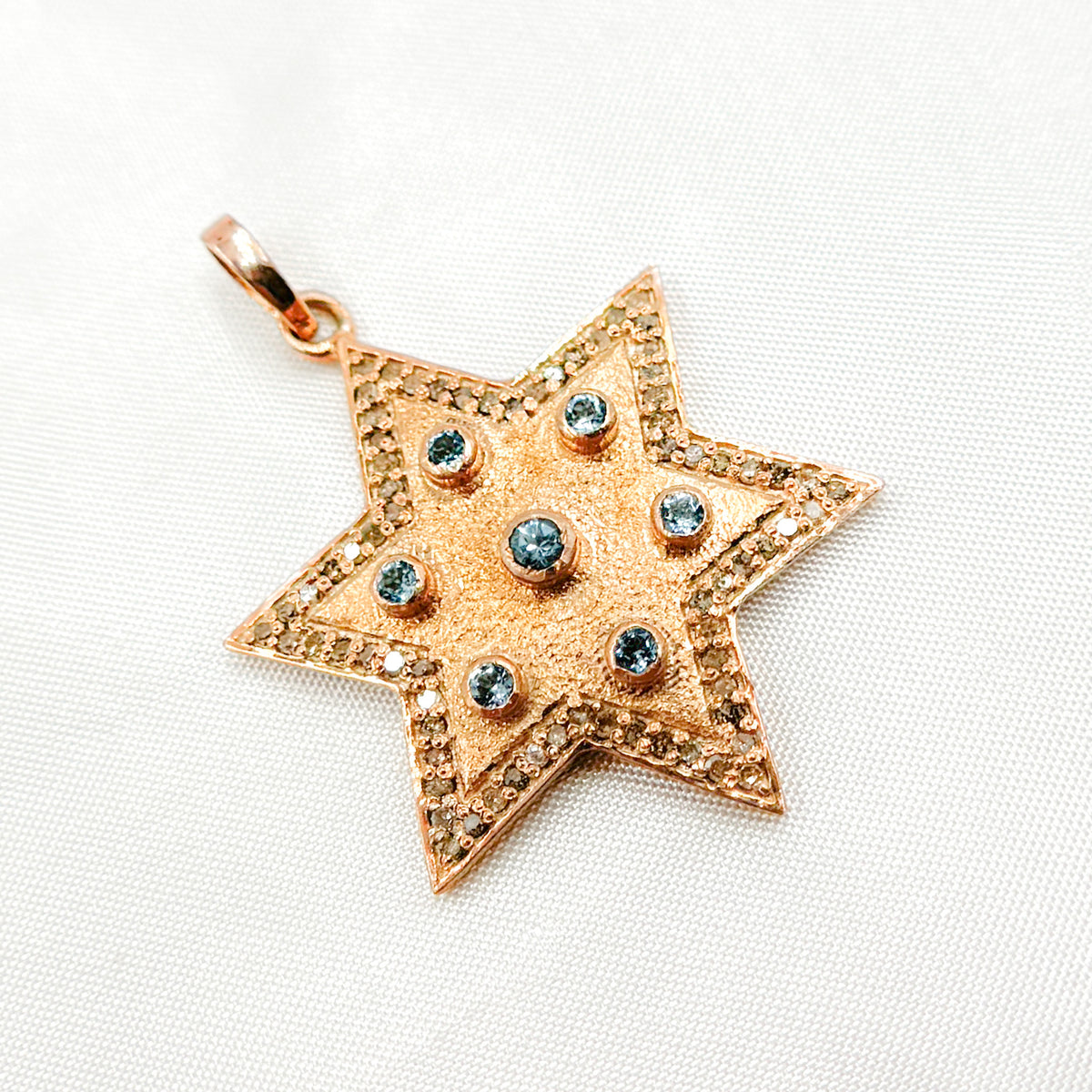 Diamond Silver Star Pendant with Gemstone