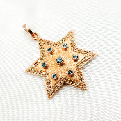 Diamond Silver Star Pendant with Gemstone