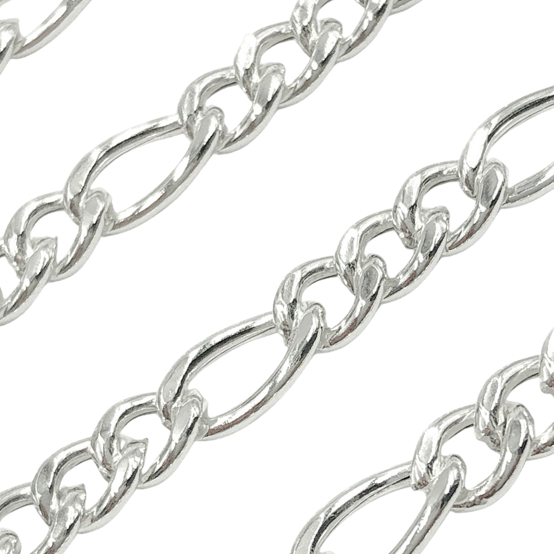 925 Sterling Silver Figaro 10x5mm & 7x5mm Chain. Y61SS