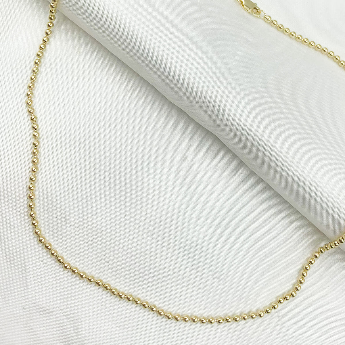 14K Solid Yellow Gold Ball Necklace