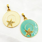 Load image into Gallery viewer, DP712A. Diamond Sterling Silver Round Star Enamel Pendant
