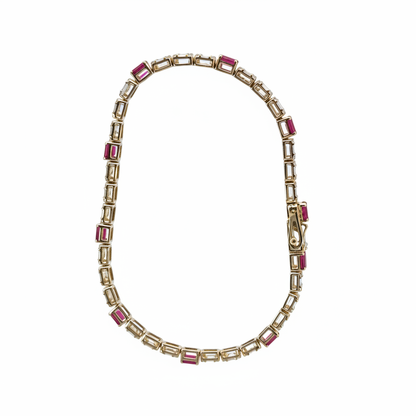 BR404097. 14k Solid Gold Diamond and Gemstone Fancy Bracelet