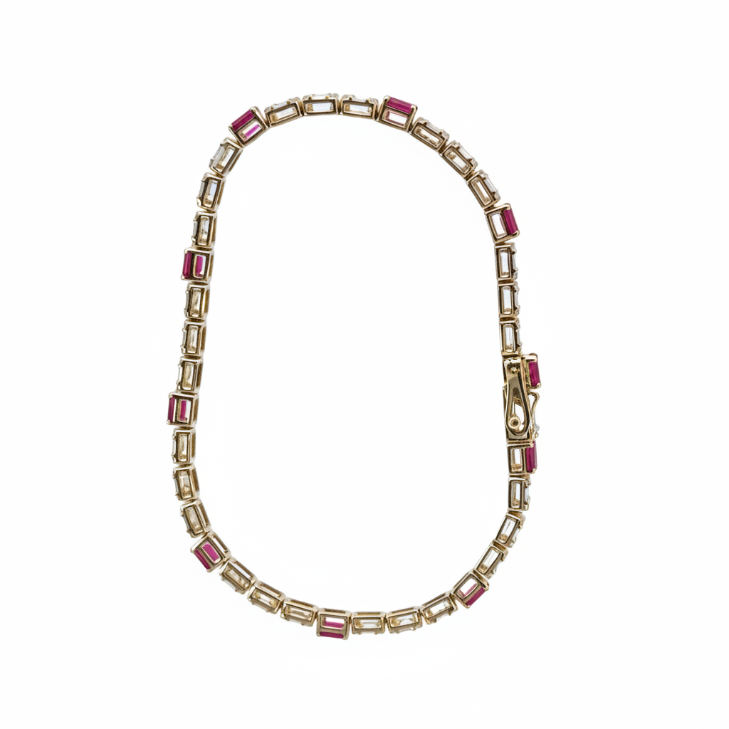 BR404097. 14k Solid Gold Diamond and Gemstone Fancy Bracelet