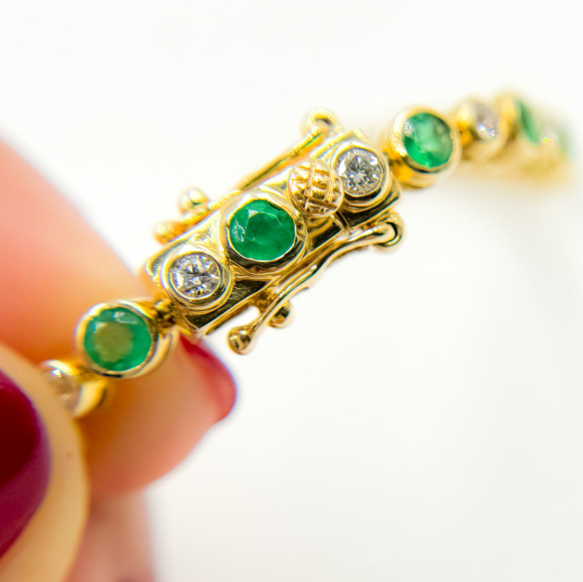 BTL65122EM. 14k Solid Gold Diamond and Gemstone Tennis Bracelet