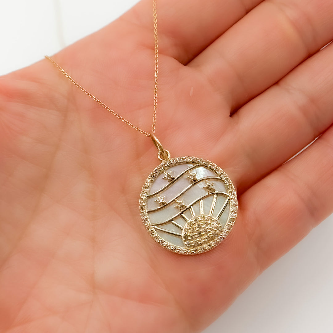 14K Gold Round Pendant