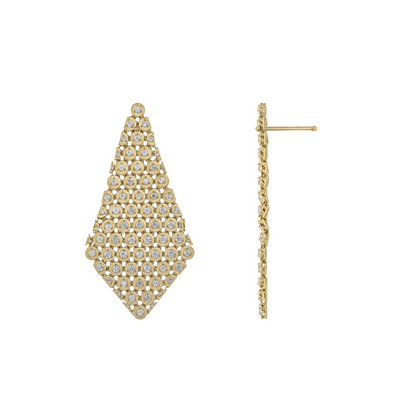 EFQ54092. 14K Solid Gold Mesh Earrings with Diamonds