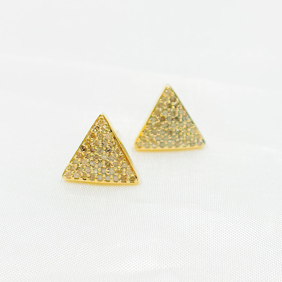 DE036. Diamond Sterling Silver Triangle Studs