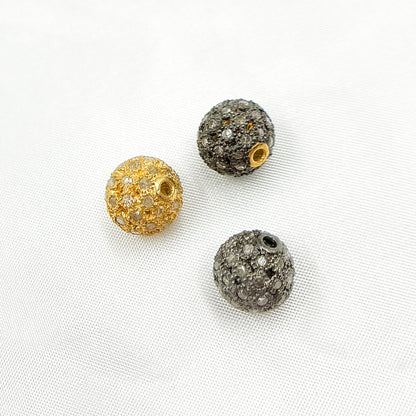 DC831. Diamond & Sterling Silver Round Bead