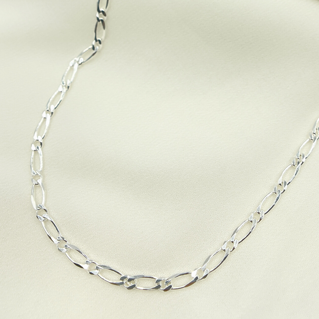 925 Sterling Silver Figaro Diamond Cut Necklace. 1004241FGNecklace