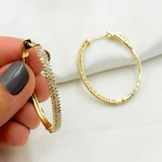 Load image into Gallery viewer, EHL56931. 14k Solid Gold Diamond Oval Hoops
