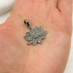 Load image into Gallery viewer, DP192. Diamond &amp; Sterling Silver Lotus Pendant
