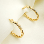 Load image into Gallery viewer, 14K Gold Twisted Hoop Earrings. GER99
