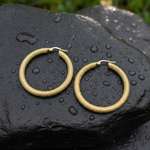 Load image into Gallery viewer, GER52. 14K Solid Gold Textured Hollow Hoop Earrings – Classic Round Hoops