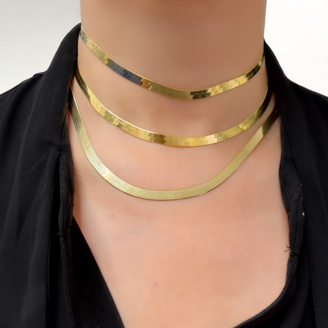 Gold Plated 5.5mm Herringbone Necklace