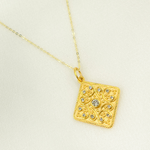 Load image into Gallery viewer, 14K Solid Gold Square Pendant with Diamonds. GDP281
