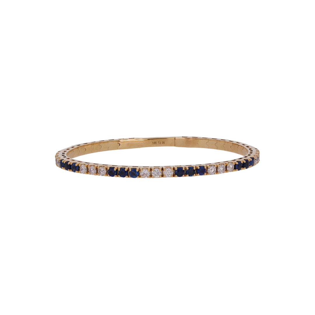 BNM68560. 14K Solid Yellow Gold Diamond and Gemstone Bangle
