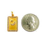 Load image into Gallery viewer, 14K Solid Gold Diamond Rectangle Moon and Star Charm. GDP116
