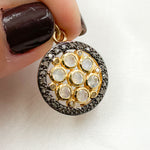 Load image into Gallery viewer, DSP070. Diamond Sterling Silver Round Flower Pendant with Gemstone
