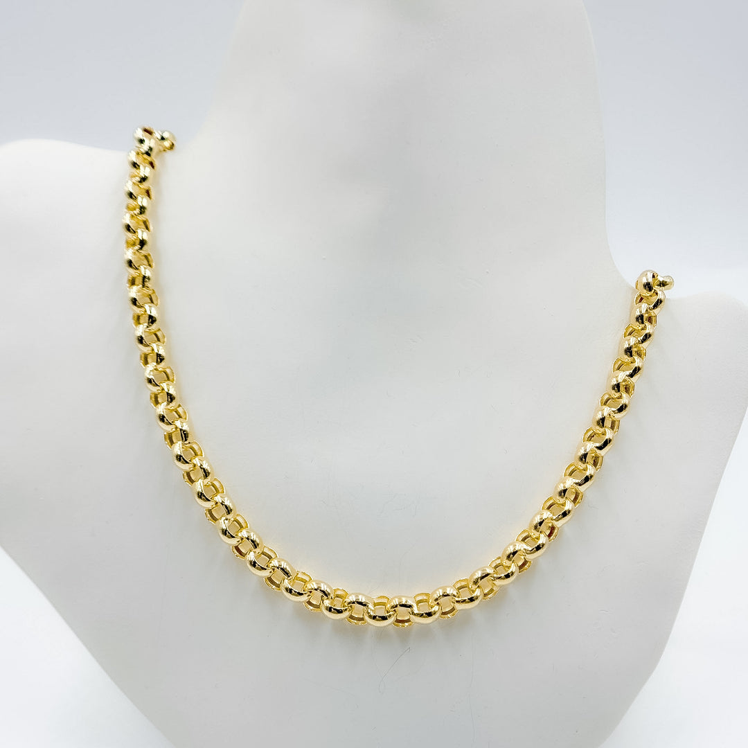 000HVR0534000. 14K Solid Yellow Gold Round Rolo Hollow Chain Necklace