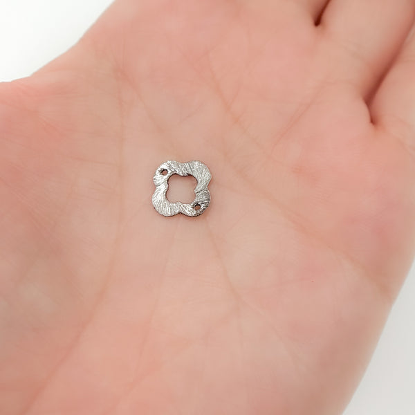 10MM Black Rhodium Sterling Silver Brushed Flower Connector
