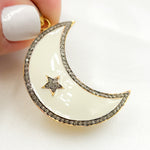 Load image into Gallery viewer, DP525A. Diamond Sterling Silver Moon Enamel Pendant
