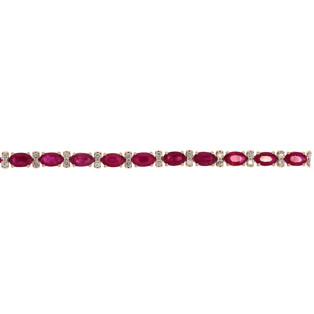 CB97294RU5X3. 14k Solid Gold Diamond and Ruby Bracelet