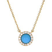 NFB71922. 14K Solid Gold Diamond and Turquoise Necklace