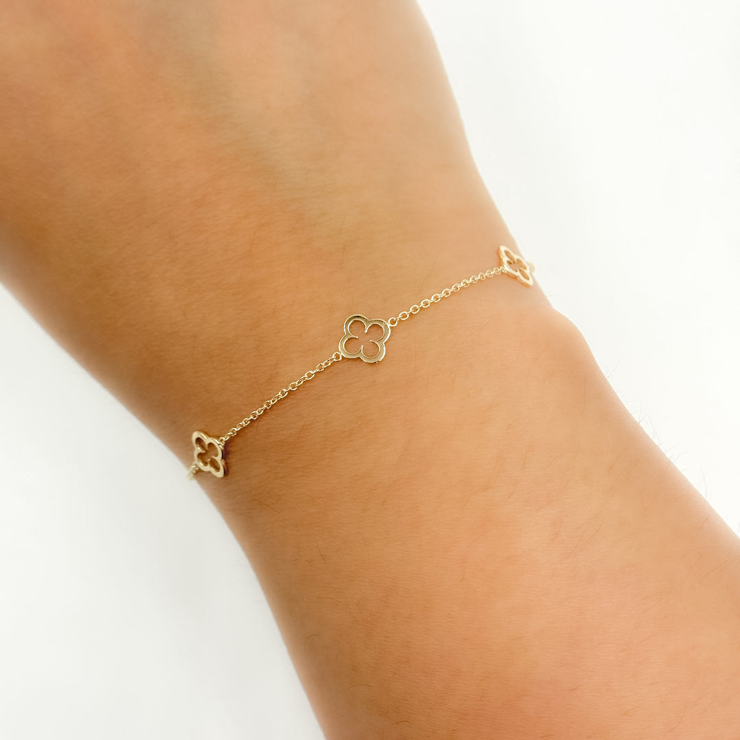 BRSET742. 14k Solid Yellow Gold Clover Link Bracelet
