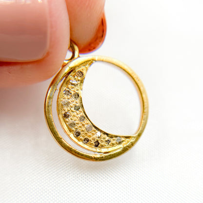 Sterling Silver Round Moon Charm