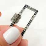 Load image into Gallery viewer, DC083A. Diamond Sterling Silver Rectangle Enamel Carabiner Clasp
